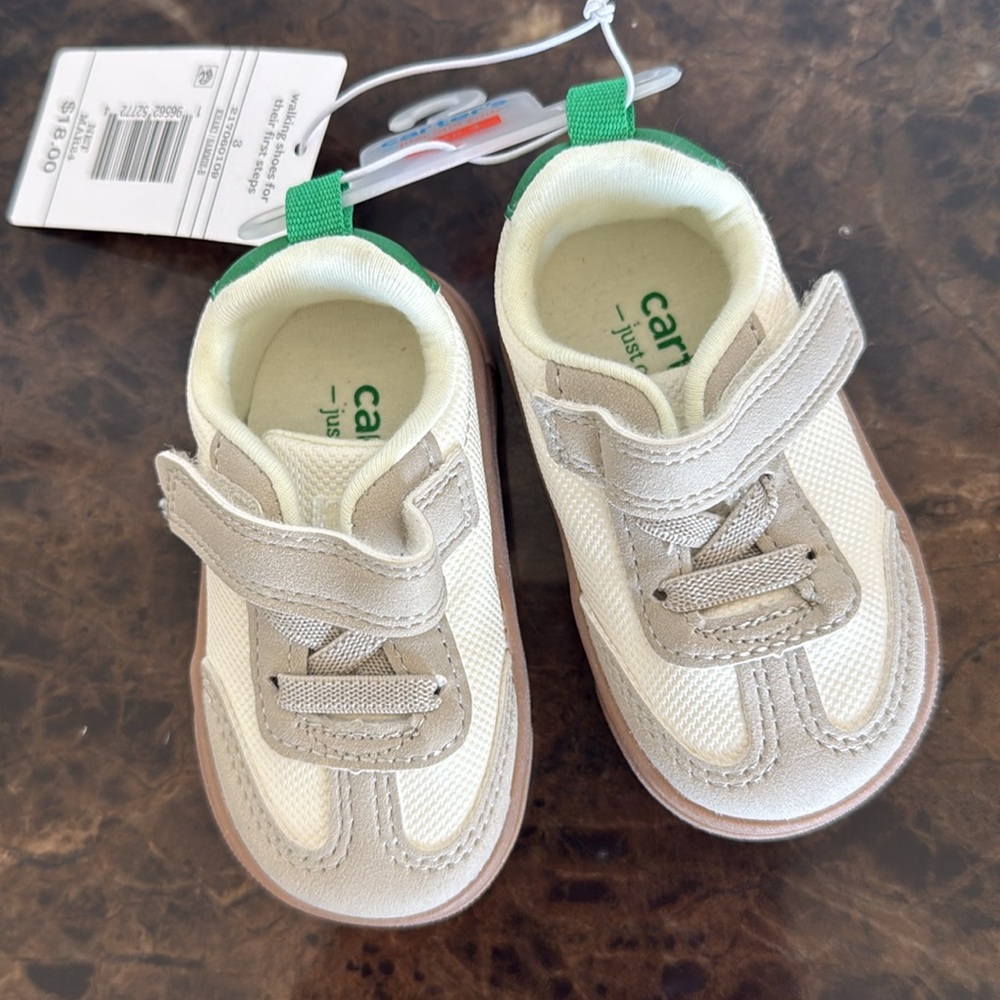 New! Carter's Just One You® Toddler Boys' First Walker Sneakers - Khaki Size 3
